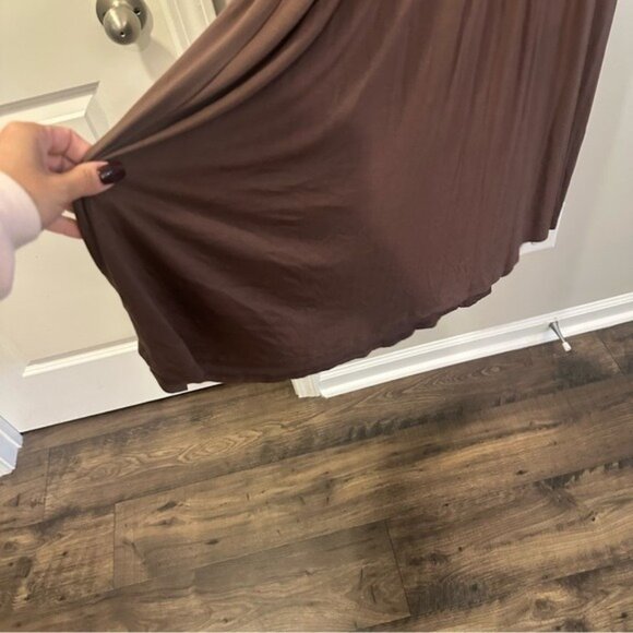 Soma Fairycore Earthcore Brown Flowy Maxi Dress Empire Waist Size S - Picture 7 of 14